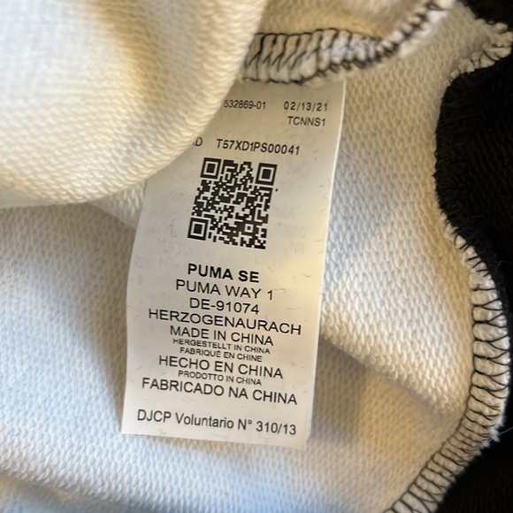 New Puma AS Cropped Hoodie Pullover Sweatshirt Black/Noir White Stripe Small - Picture 11 of 11